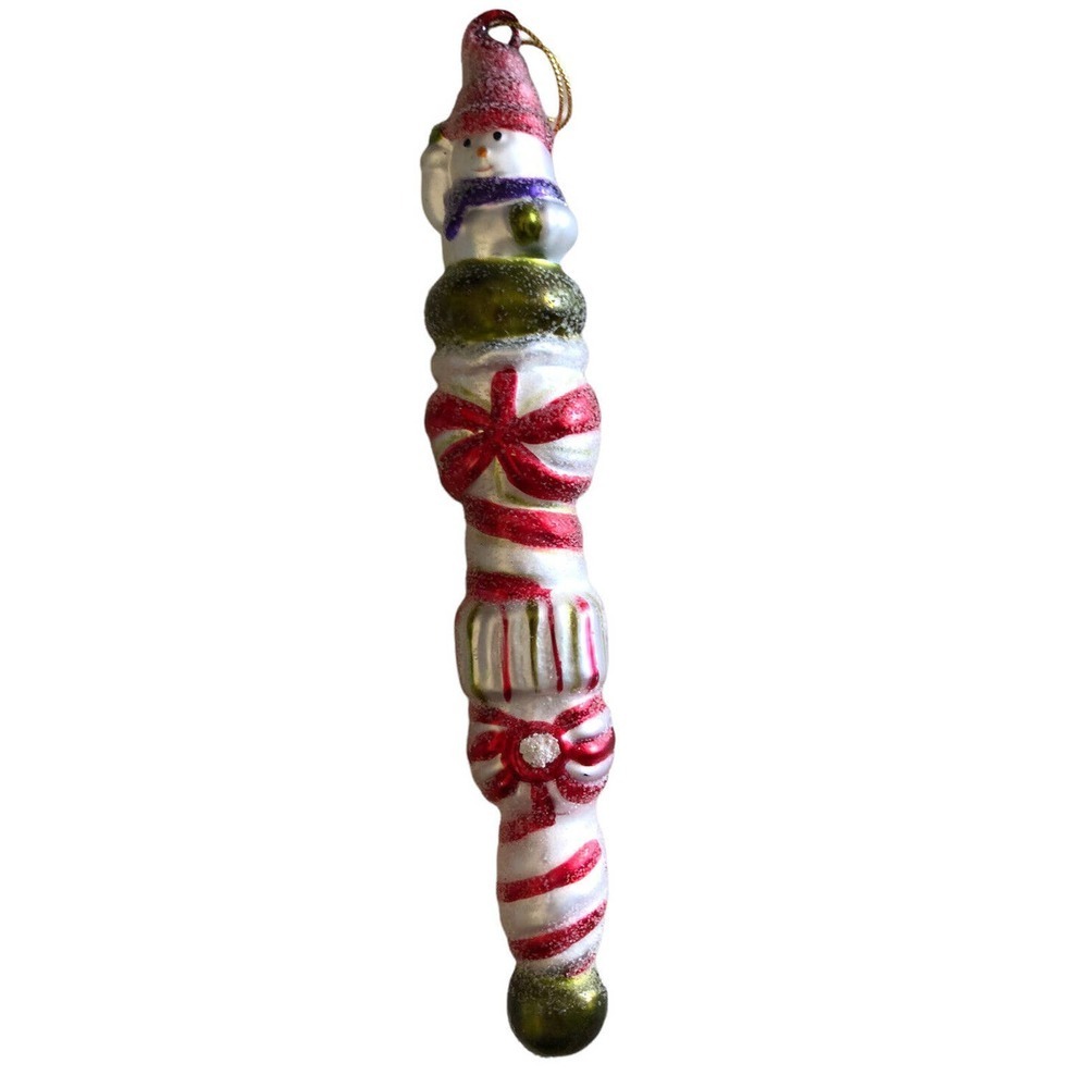 Icicle Ornament Frosted Snowman Hard Candy Icicle glass Christmas Decoration